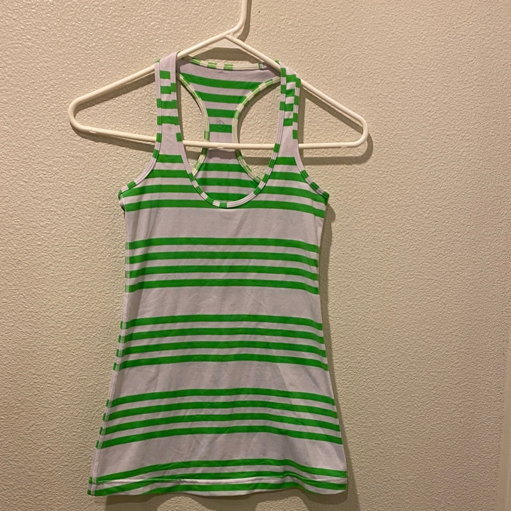 Lululemon tank top size 6, white with green stripes